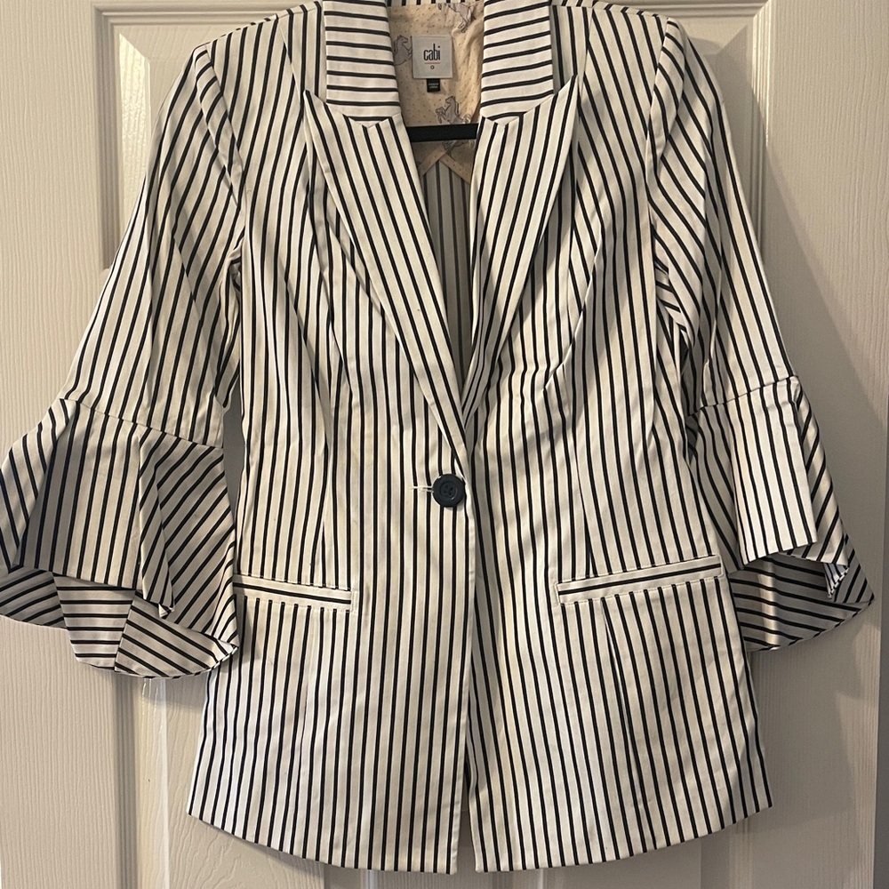 Cabi Striped Navy and White Women's Blazer
